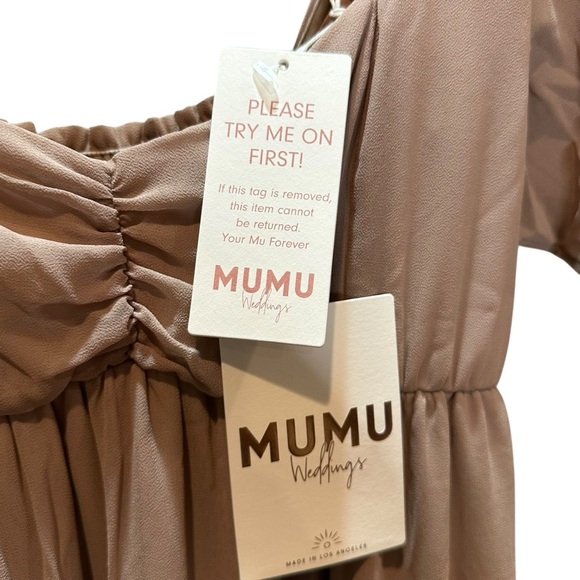 Show Me Your Mumu Nicole Maxi Dune Luxe Satin Dress Soft Beige Size Small NWT - Picture 9 of 15